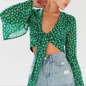 Trendy green wrap top from Urban! Worn once!